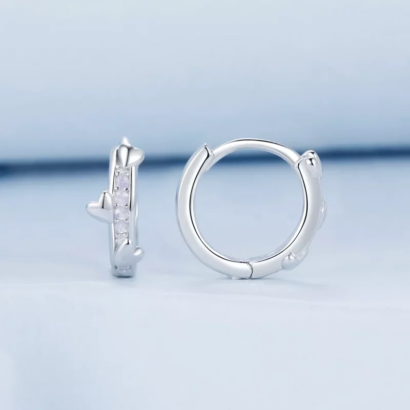 (imagen para) Pendientes de corazón rosa estilo PANDORA - BSE1018 - Ver 2