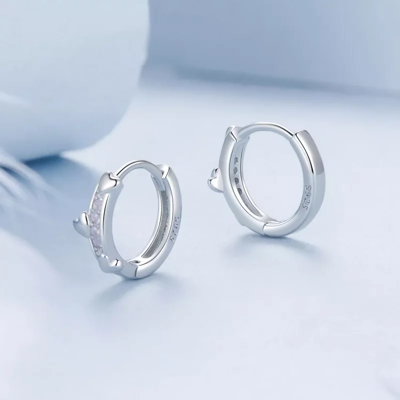 (imagen para) Pendientes de corazón rosa estilo PANDORA - BSE1018 - Ver 3