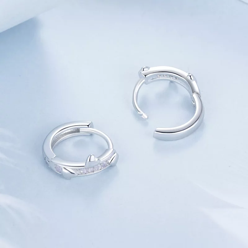 (imagen para) Pendientes de corazón rosa estilo PANDORA - BSE1018 - Ver 4