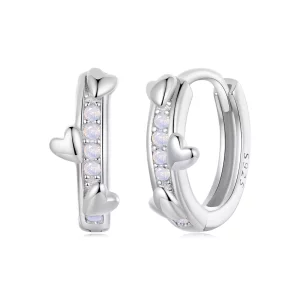 Pendientes de corazón rosa estilo PANDORA - BSE1018 (imagen para) Pendientes de corazón rosa estilo PANDORA - BSE1018
