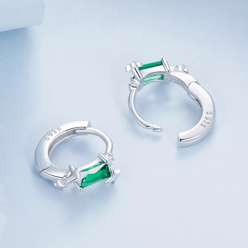 (imagen para) Pendientes de estrella esmeralda estilo PANDORA - BSE1036 - Ver 4