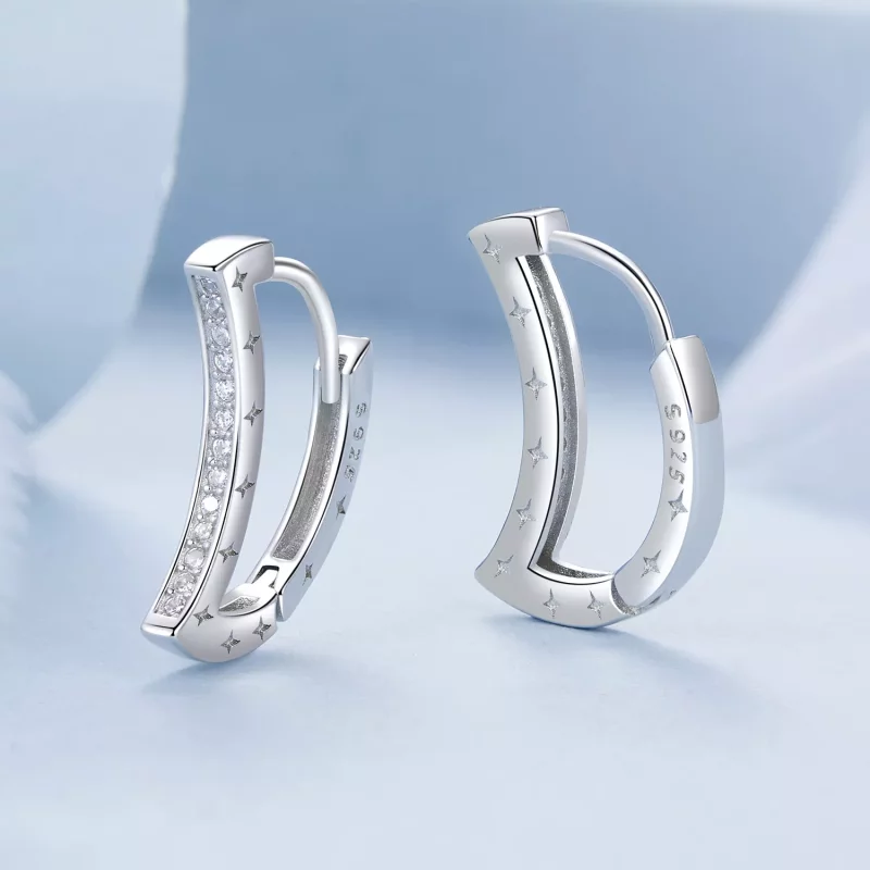 (imagen para) Pendientes de estrella y luna estilo PANDORA - BSE1031 - Ver 3