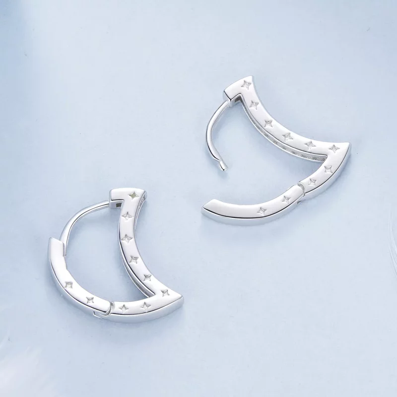(imagen para) Pendientes de estrella y luna estilo PANDORA - BSE1031 - Ver 4