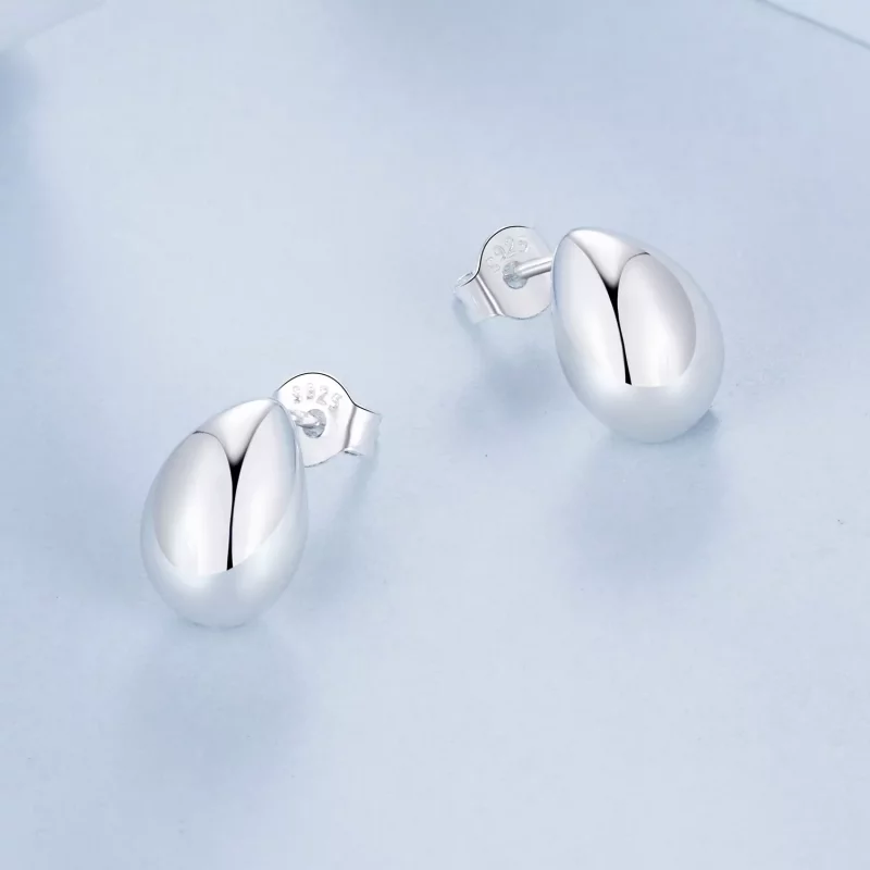 (imagen para) Pendientes de lágrima de plata estilo PANDORA - BSE1014 - Ver 3