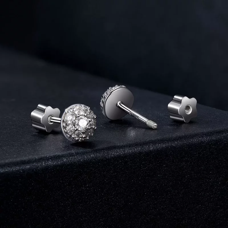 (imagen para) Pendientes de moissanita con forma de hemisferio estilo PANDORA (con un certific - Ver 2