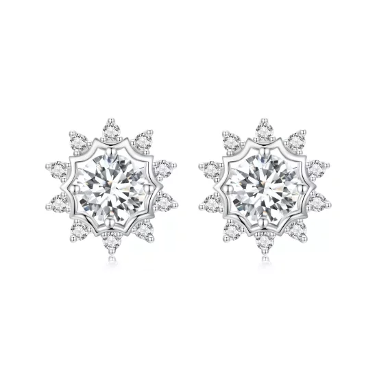 (imagen para) Pendientes de moissanita de 0,5 ct con diseño brillante de estilo PANDORA (dos certificados) - MSE048