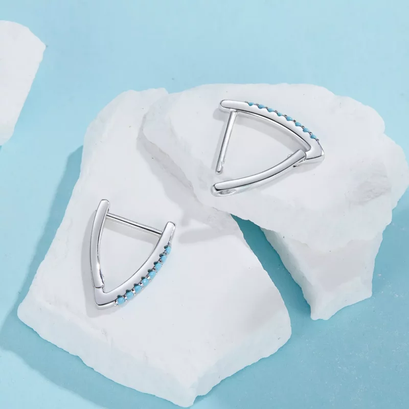 (imagen para) Pendientes de turquesa en forma de V estilo PANDORA - BSE1020 - Ver 4