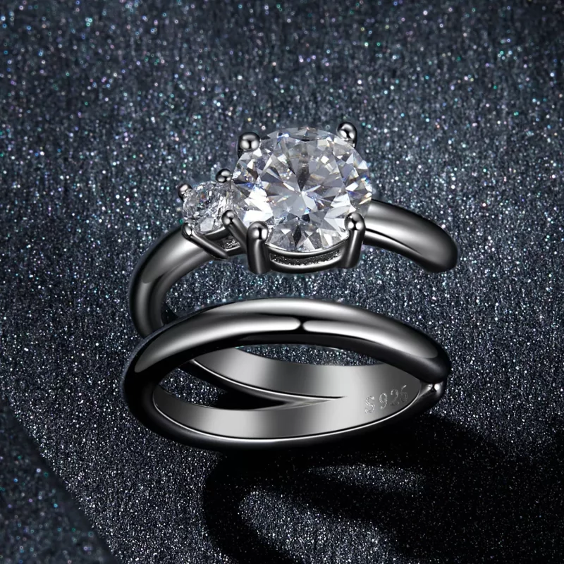 (imagen para) Pendientes estilo brazalete de doble moissanita estilo PANDORA (con un certifica - Ver 2