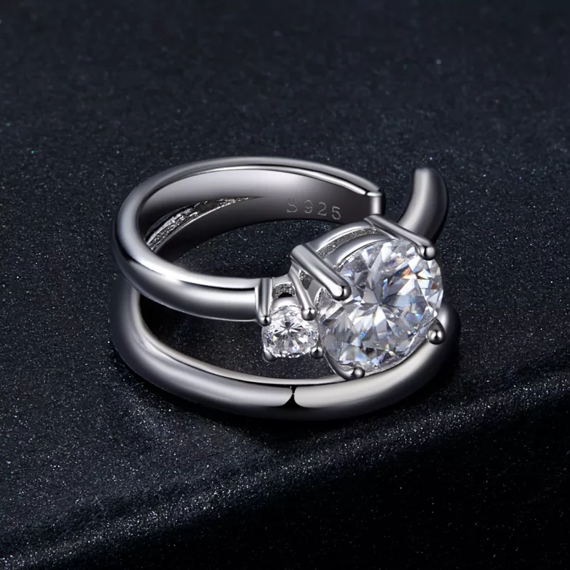 (imagen para) Pendientes estilo brazalete de doble moissanita estilo PANDORA (con un certifica - Ver 3