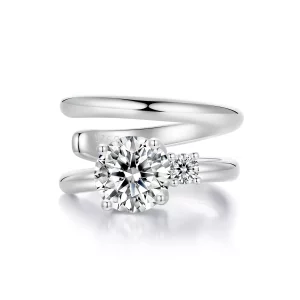 (imagen para) Pendientes estilo brazalete de doble moissanita estilo PANDORA (con un certificado) - MSE058