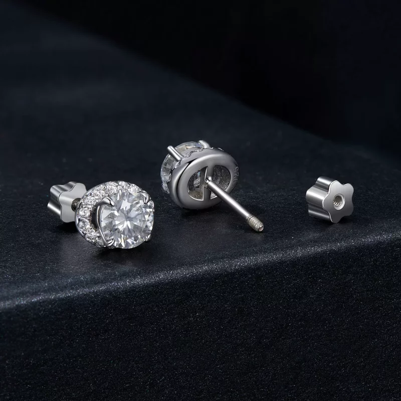 (imagen para) Pendientes estilo PANDORA con moissanita estrellada de 0,5 ct (dos certificados) - Ver 2