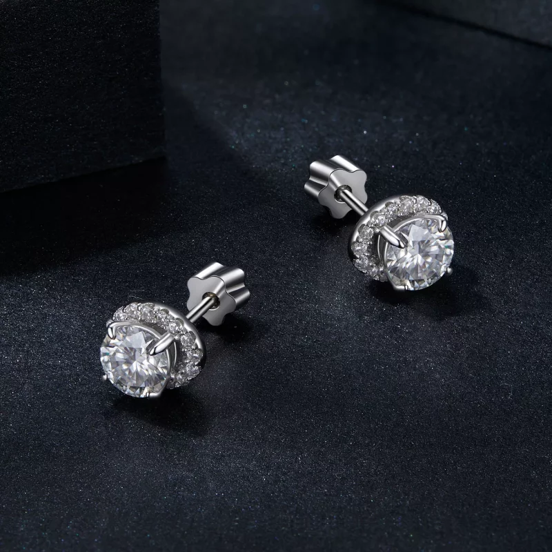 (imagen para) Pendientes estilo PANDORA con moissanita estrellada de 0,5 ct (dos certificados) - Ver 3