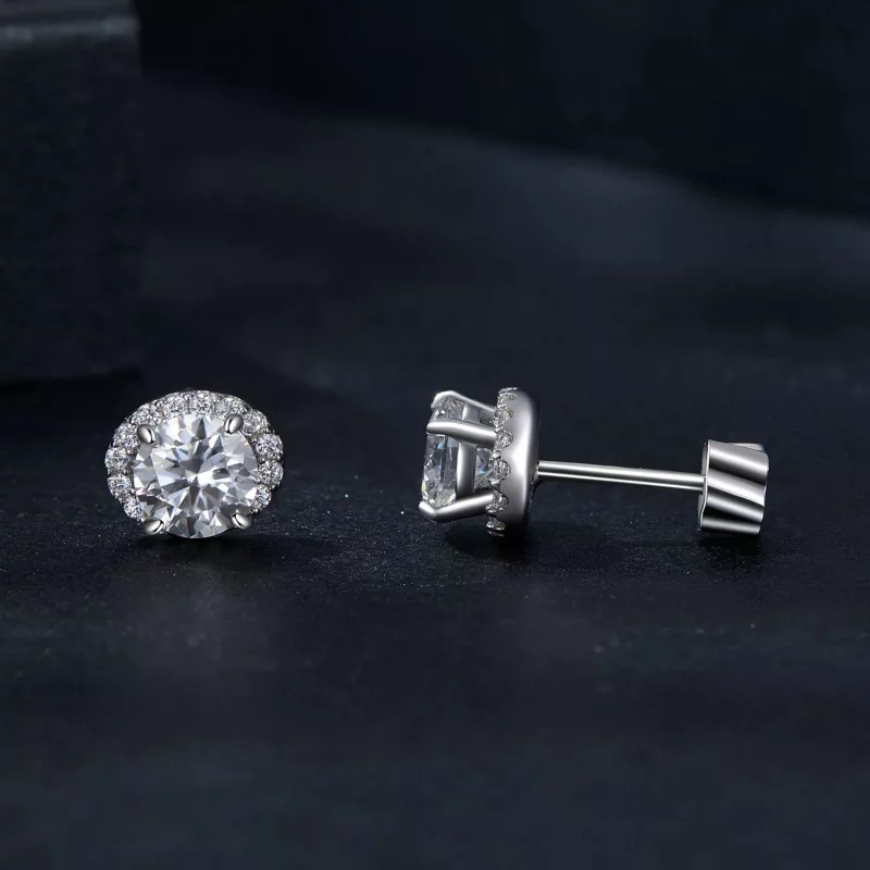 (imagen para) Pendientes estilo PANDORA con moissanita estrellada de 0,5 ct (dos certificados) - Ver 4