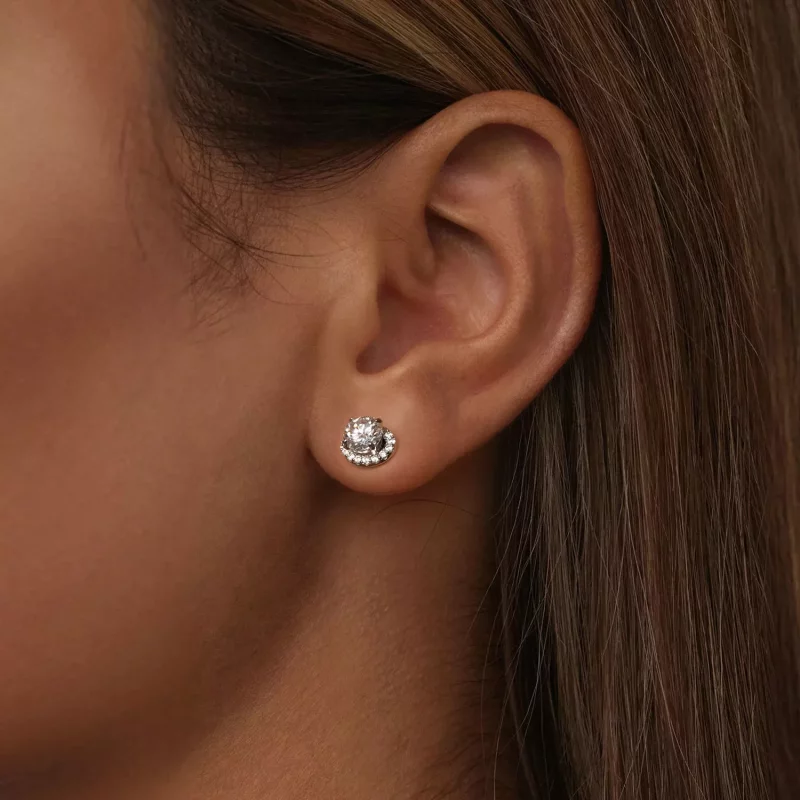 (imagen para) Pendientes estilo PANDORA con moissanita estrellada de 0,5 ct (dos certificados) - Ver 5