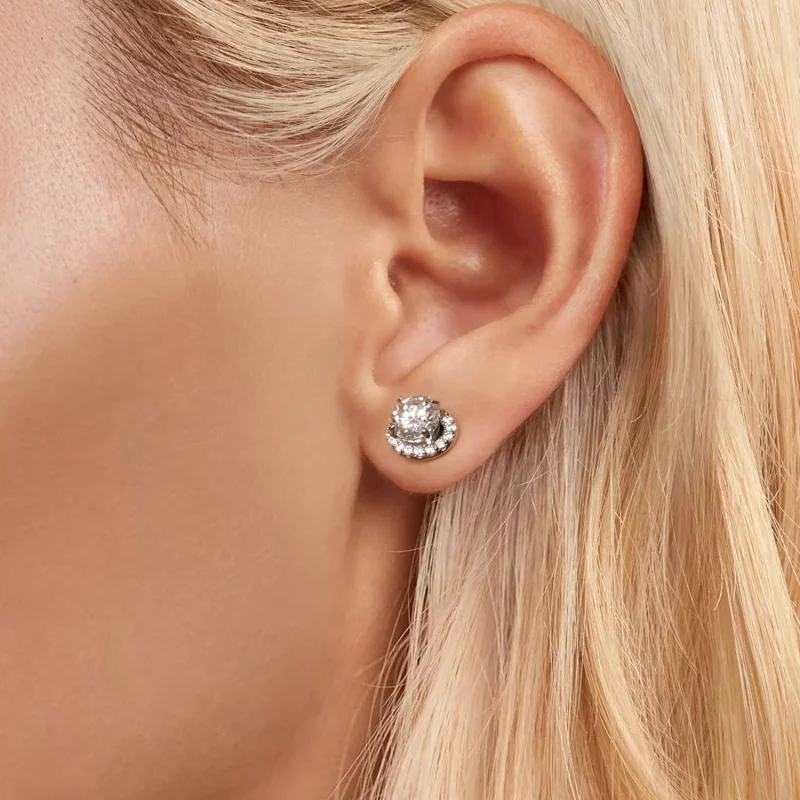 (imagen para) Pendientes estilo PANDORA con moissanita estrellada de 0,5 ct (dos certificados) - Ver 6