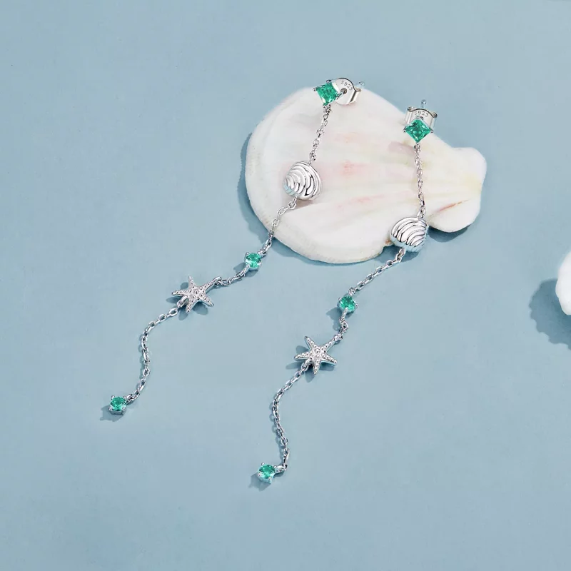 (imagen para) Pendientes estilo PANDORA con océano azul - BSE1013 - Ver 3
