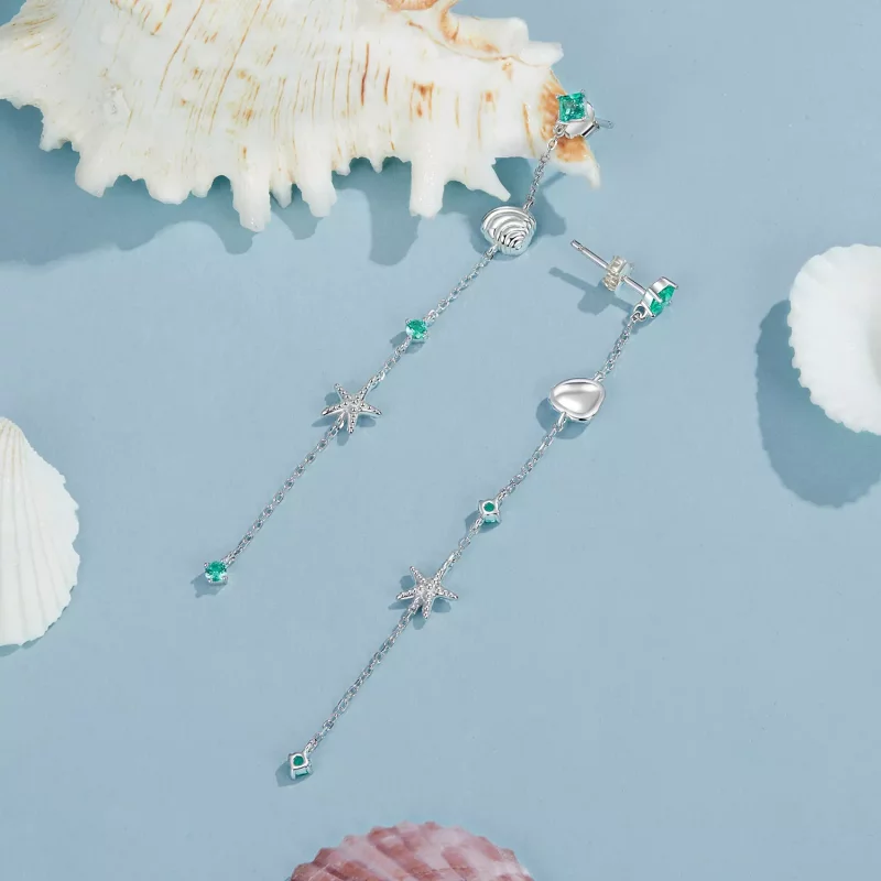 (imagen para) Pendientes estilo PANDORA con océano azul - BSE1013 - Ver 4