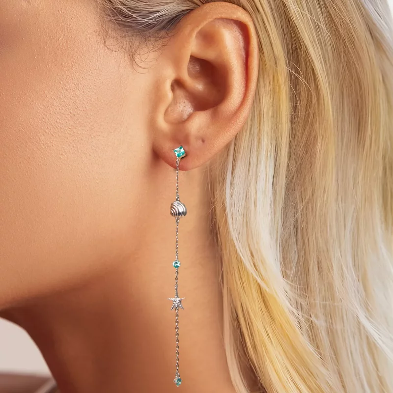 (imagen para) Pendientes estilo PANDORA con océano azul - BSE1013 - Ver 5