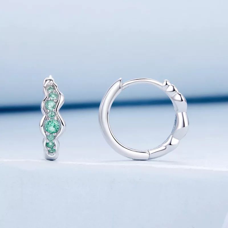(imagen para) Pendientes estilo PANDORA con ondas verdes - BSE1034 - Ver 2