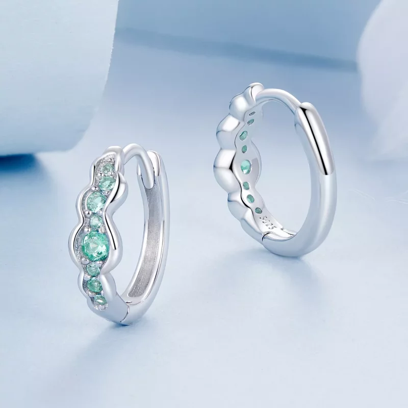 (imagen para) Pendientes estilo PANDORA con ondas verdes - BSE1034 - Ver 3
