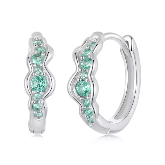 (imagen para) Pendientes estilo PANDORA con ondas verdes - BSE1034