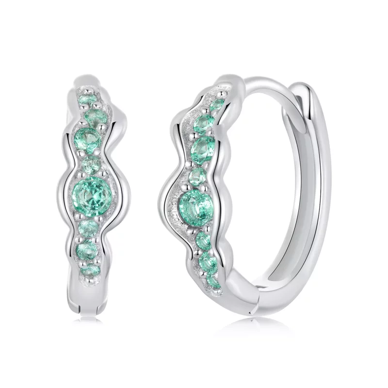 (imagen para) Pendientes estilo PANDORA con ondas verdes - BSE1034