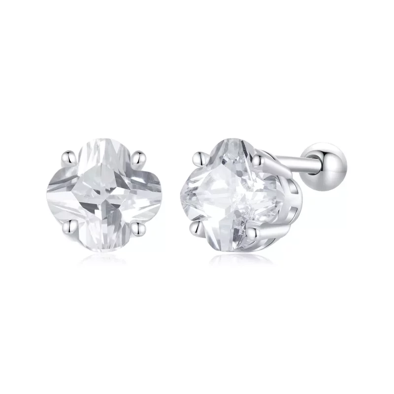 (imagen para) Pendientes estilo PANDORA con trébol de cuatro hojas - SCE1755