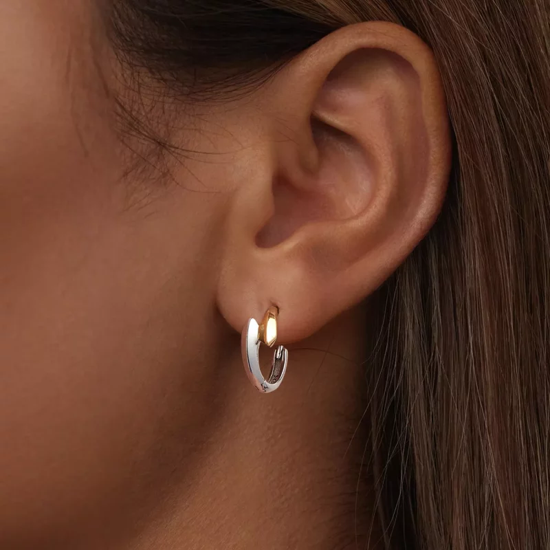 (imagen para) Pendientes estilo PANDORA en dos tonos - BSE1021 - Ver 6