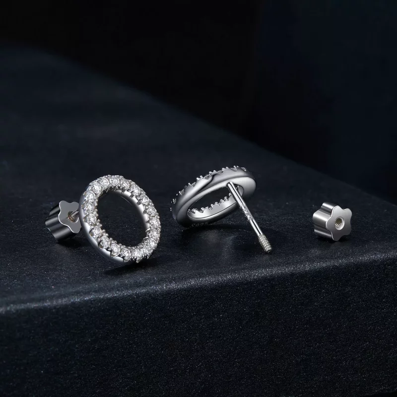 (imagen para) Pendientes estilo PANDORA Starry Night Moissanite de 0,013 ct (dos certificados) - Ver 2