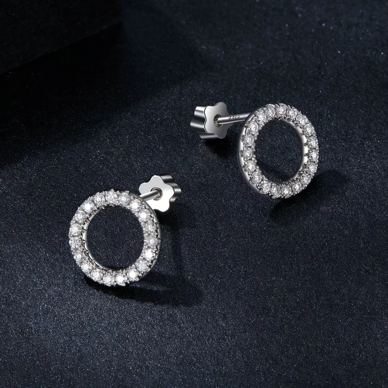(imagen para) Pendientes estilo PANDORA Starry Night Moissanite de 0,013 ct (dos certificados) - Ver 3