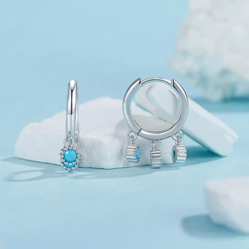 (imagen para) Pendientes estilo PANDORA turquesa - BSE1019 - Ver 2