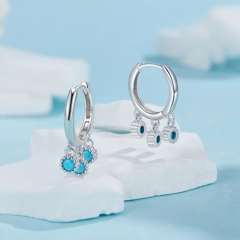(imagen para) Pendientes estilo PANDORA turquesa - BSE1019 - Ver 3