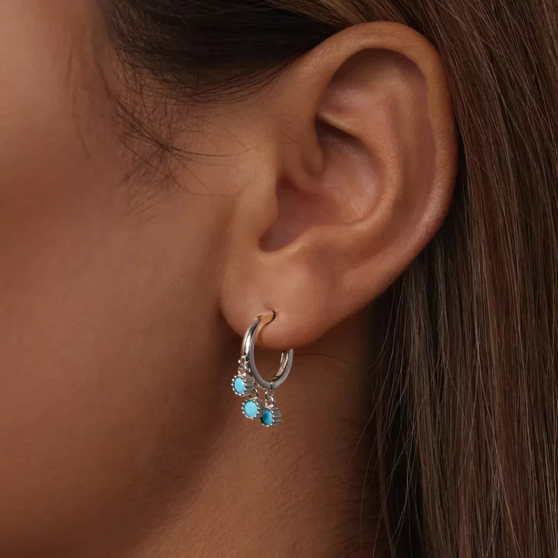 (imagen para) Pendientes estilo PANDORA turquesa - BSE1019 - Ver 6