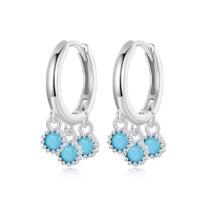 Pendientes estilo PANDORA turquesa - BSE1019 (imagen para) Pendientes estilo PANDORA turquesa - BSE1019