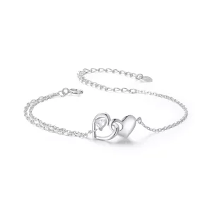 (imagen para) Pulsera de doble corazón estilo PANDORA - BSB178