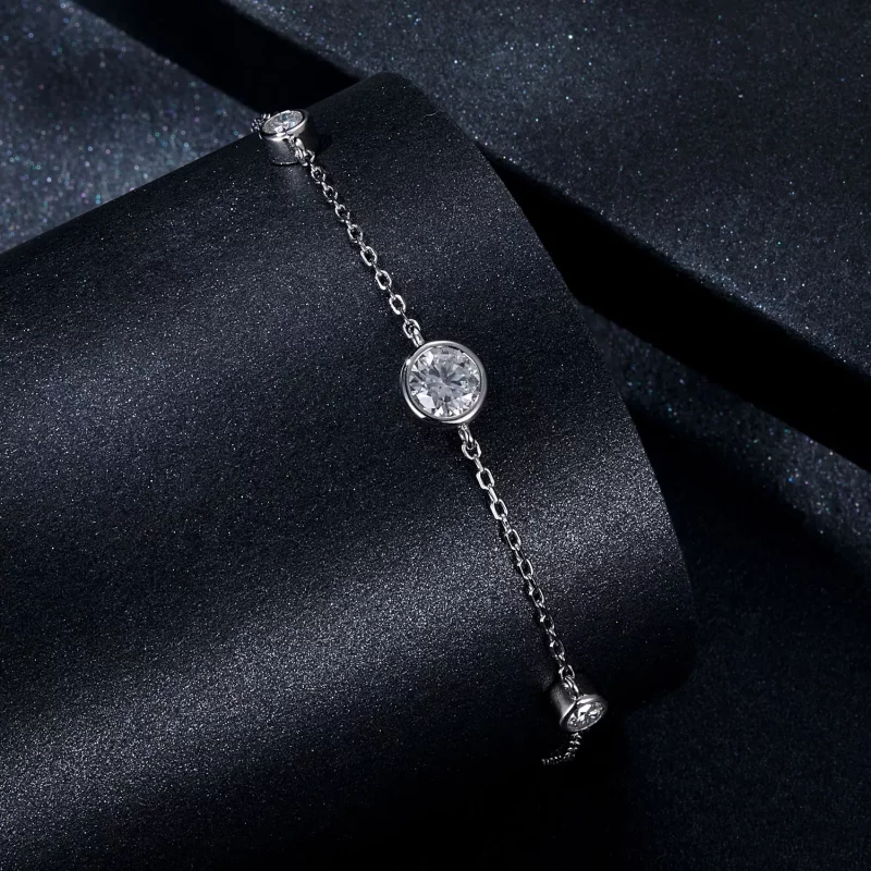 (imagen para) Pulsera de moissanita estrellada estilo PANDORA (con un certificado) - MSB018 - Ver 2