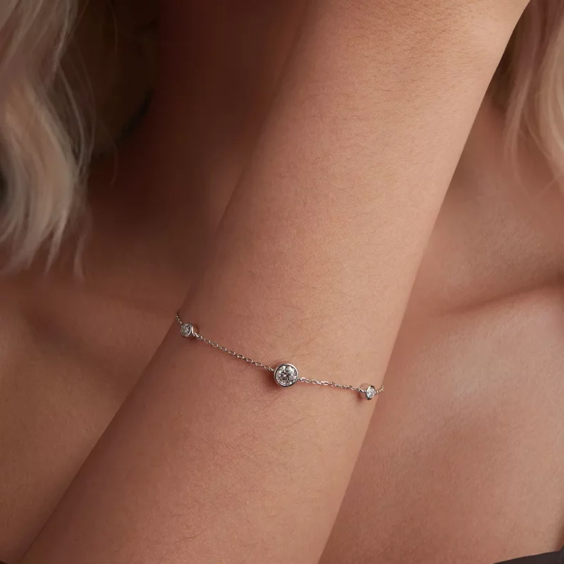(imagen para) Pulsera de moissanita estrellada estilo PANDORA (con un certificado) - MSB018 - Ver 4