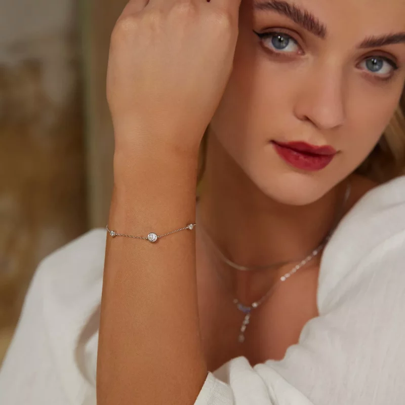 (imagen para) Pulsera de moissanita estrellada estilo PANDORA (con un certificado) - MSB018 - Ver 6