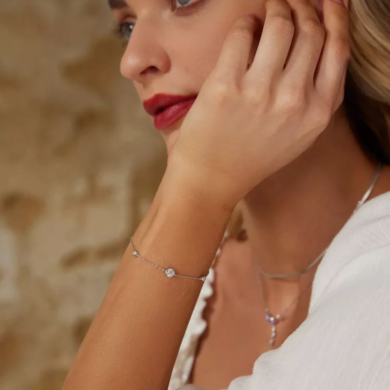 (imagen para) Pulsera de moissanita estrellada estilo PANDORA (con un certificado) - MSB018 - Ver 7