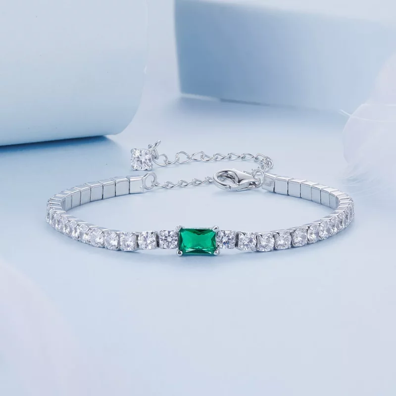 (imagen para) Pulsera elegante de esmeraldas estilo PANDORA - BSB179 - Ver 3
