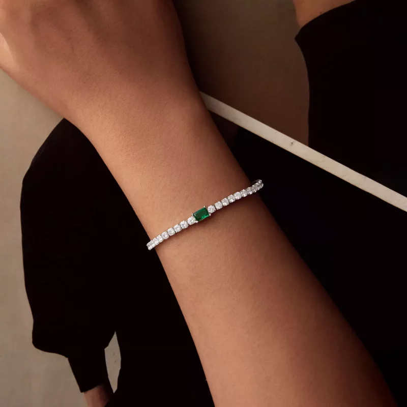 (imagen para) Pulsera elegante de esmeraldas estilo PANDORA - BSB179 - Ver 4