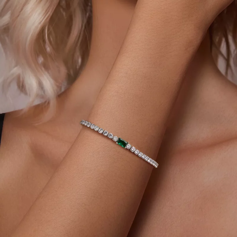 (imagen para) Pulsera elegante de esmeraldas estilo PANDORA - BSB179 - Ver 5