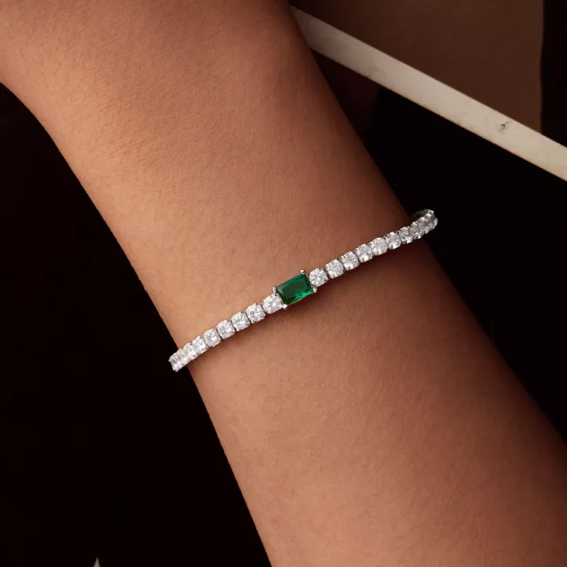 (imagen para) Pulsera elegante de esmeraldas estilo PANDORA - BSB179 - Ver 8