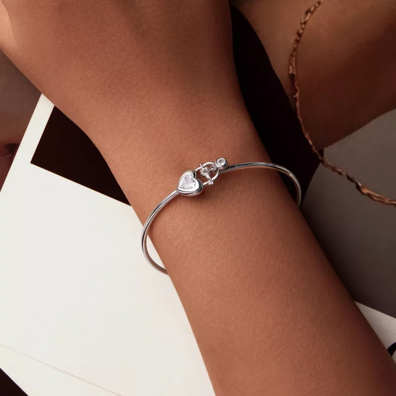 (imagen para) Pulsera entrelazada con forma de corazón estilo PANDORA - BSB170 - Ver 4