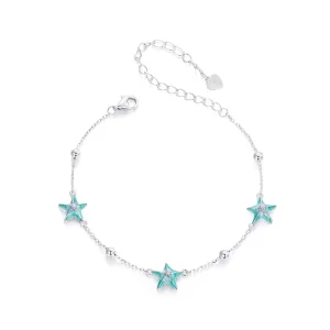 (imagen para) Pulsera estilo PANDORA con estrellas de mar y color verde azulado - SCB276