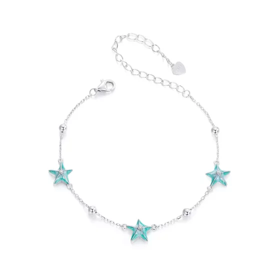 (imagen para) Pulsera estilo PANDORA con estrellas de mar y color verde azulado - SCB276