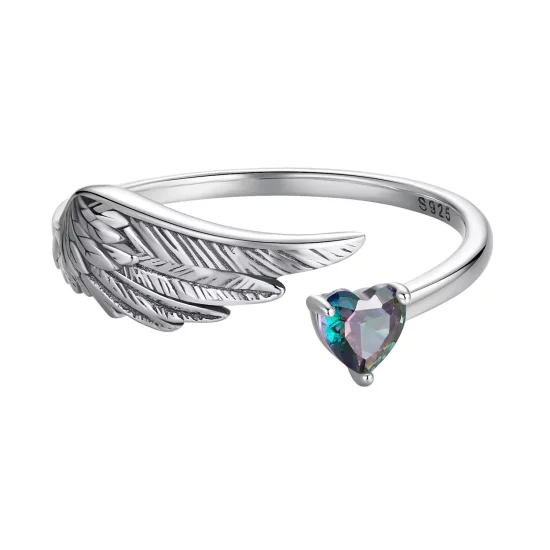 (imagen para) Anillo abierto con alas estilo PANDORA - SCR1070-E