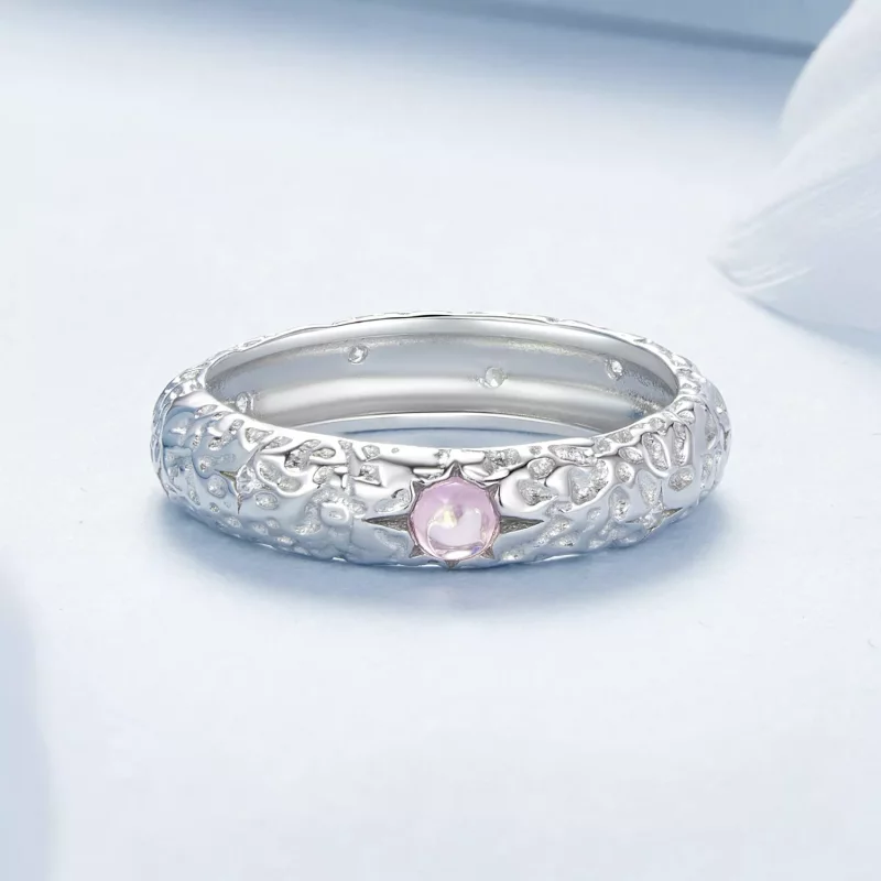 (imagen para) Anillo ancho texturizado estilo PANDORA - BSR604 - Ver 4