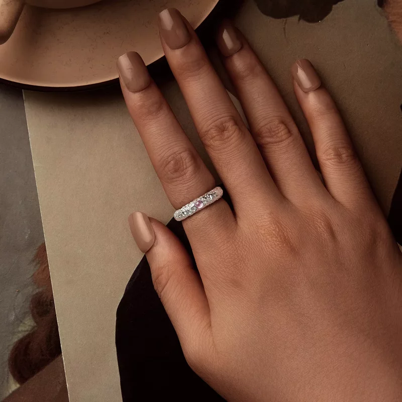 (imagen para) Anillo ancho texturizado estilo PANDORA - BSR604 - Ver 6