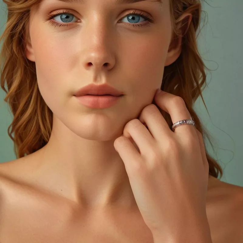 (imagen para) Anillo ancho texturizado estilo PANDORA - BSR604 - Ver 9